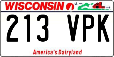 WI license plate 213VPK