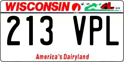WI license plate 213VPL