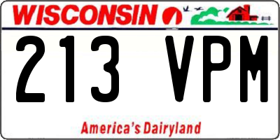 WI license plate 213VPM