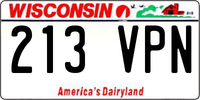WI license plate 213VPN