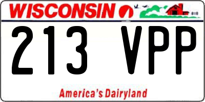 WI license plate 213VPP