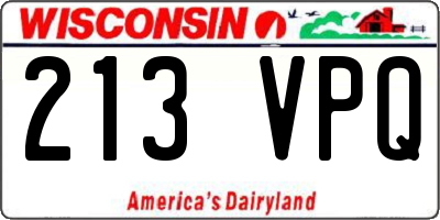 WI license plate 213VPQ