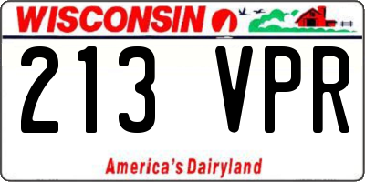 WI license plate 213VPR