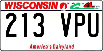 WI license plate 213VPU