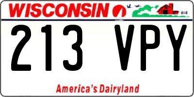 WI license plate 213VPY