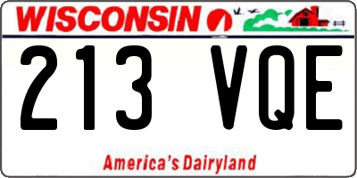 WI license plate 213VQE