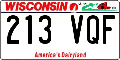 WI license plate 213VQF