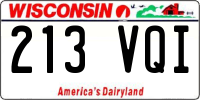 WI license plate 213VQI