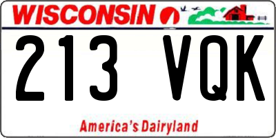 WI license plate 213VQK