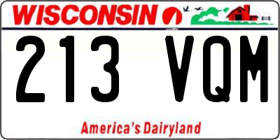 WI license plate 213VQM