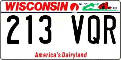 WI license plate 213VQR