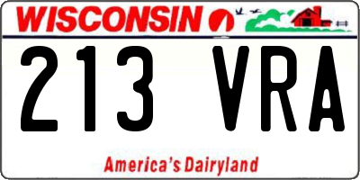 WI license plate 213VRA