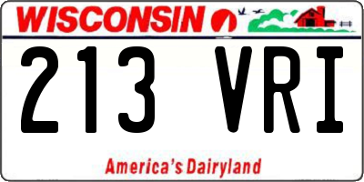 WI license plate 213VRI