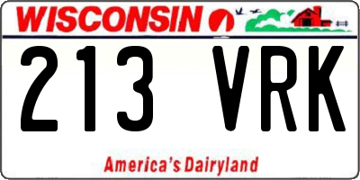 WI license plate 213VRK