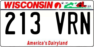 WI license plate 213VRN