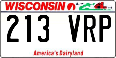 WI license plate 213VRP