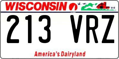 WI license plate 213VRZ