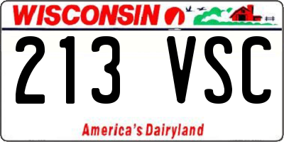 WI license plate 213VSC