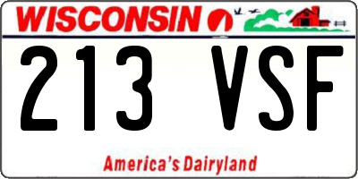 WI license plate 213VSF