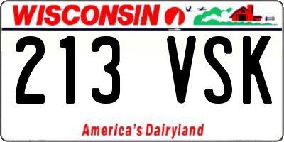WI license plate 213VSK