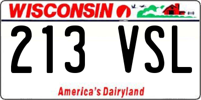 WI license plate 213VSL