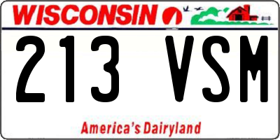 WI license plate 213VSM