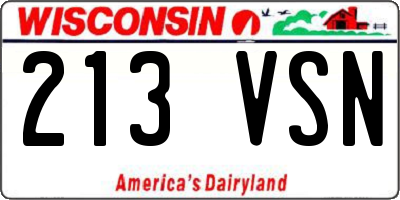 WI license plate 213VSN