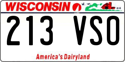 WI license plate 213VSO