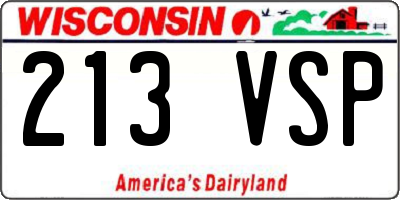 WI license plate 213VSP