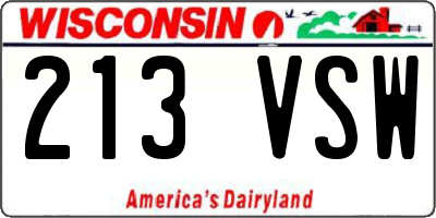 WI license plate 213VSW