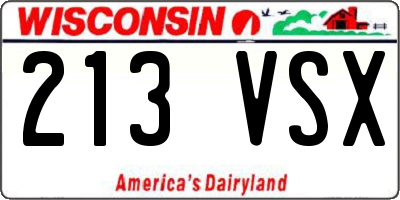 WI license plate 213VSX