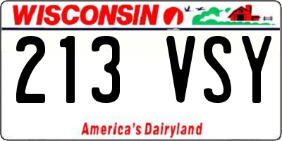 WI license plate 213VSY