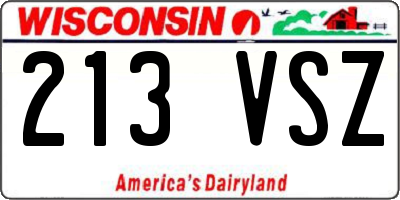 WI license plate 213VSZ