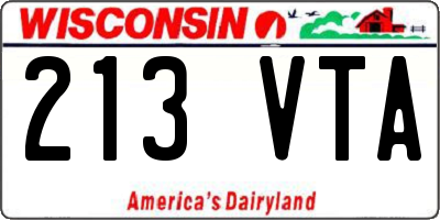 WI license plate 213VTA