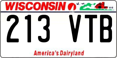 WI license plate 213VTB