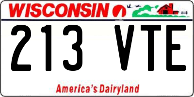 WI license plate 213VTE