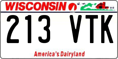WI license plate 213VTK