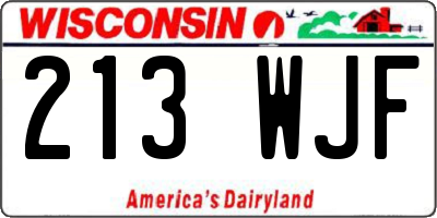 WI license plate 213WJF