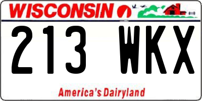 WI license plate 213WKX