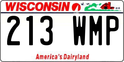 WI license plate 213WMP