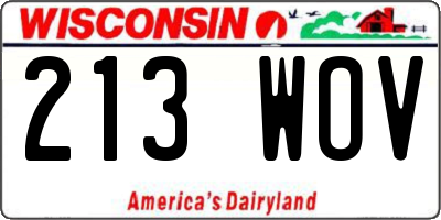WI license plate 213WOV