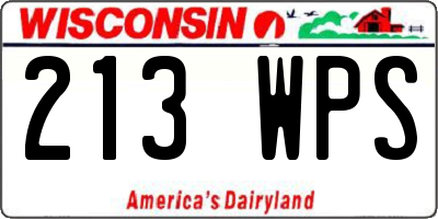WI license plate 213WPS