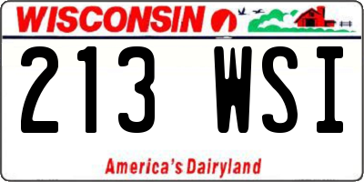 WI license plate 213WSI