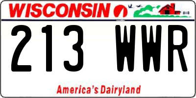 WI license plate 213WWR