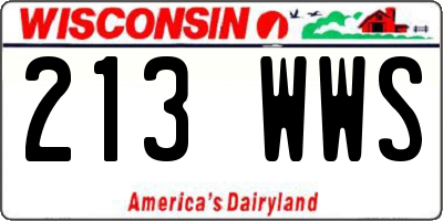 WI license plate 213WWS