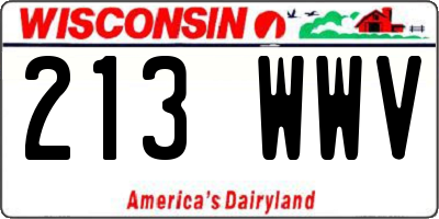 WI license plate 213WWV