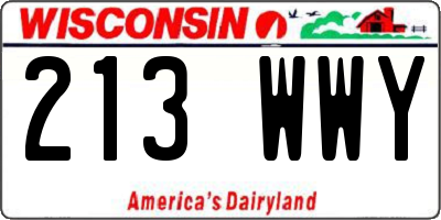 WI license plate 213WWY