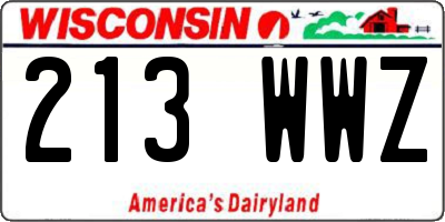 WI license plate 213WWZ