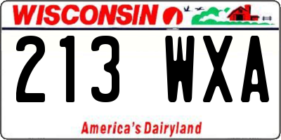 WI license plate 213WXA