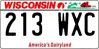 WI license plate 213WXC